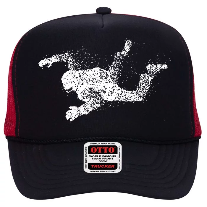 Abstract Parachutist Freefall Skydiving High Crown Mesh Trucker Hat