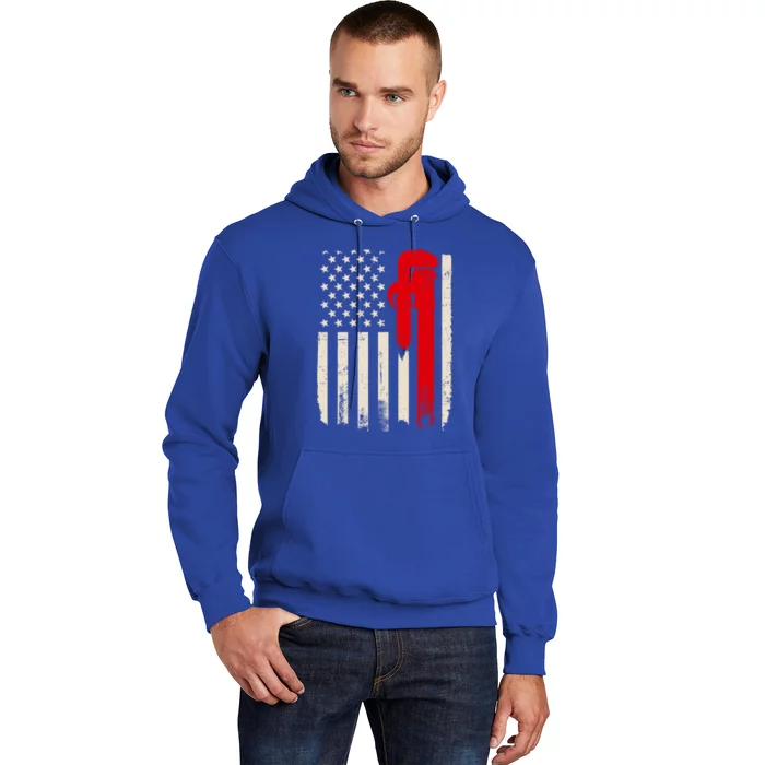 American Plumber Flag Patriotic Plumbing Wrench Pipefitter Gift Hoodie