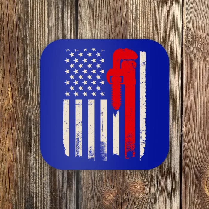 American Plumber Flag Patriotic Plumbing Wrench Pipefitter Gift Coaster