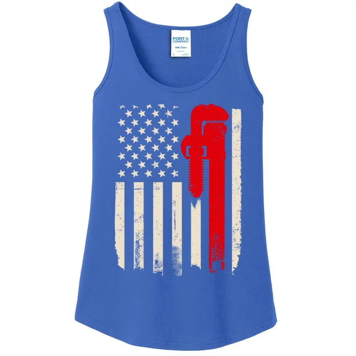 American Plumber Flag Patriotic Plumbing Wrench Pipefitter Gift Ladies Essential Tank