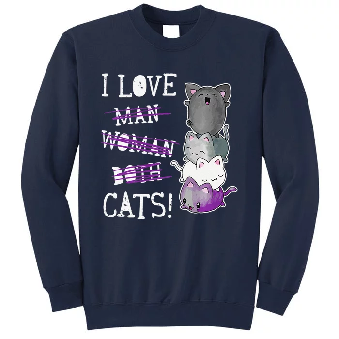 Asexual Pride Flag Kawaii Kittens Cat Anime Tall Sweatshirt