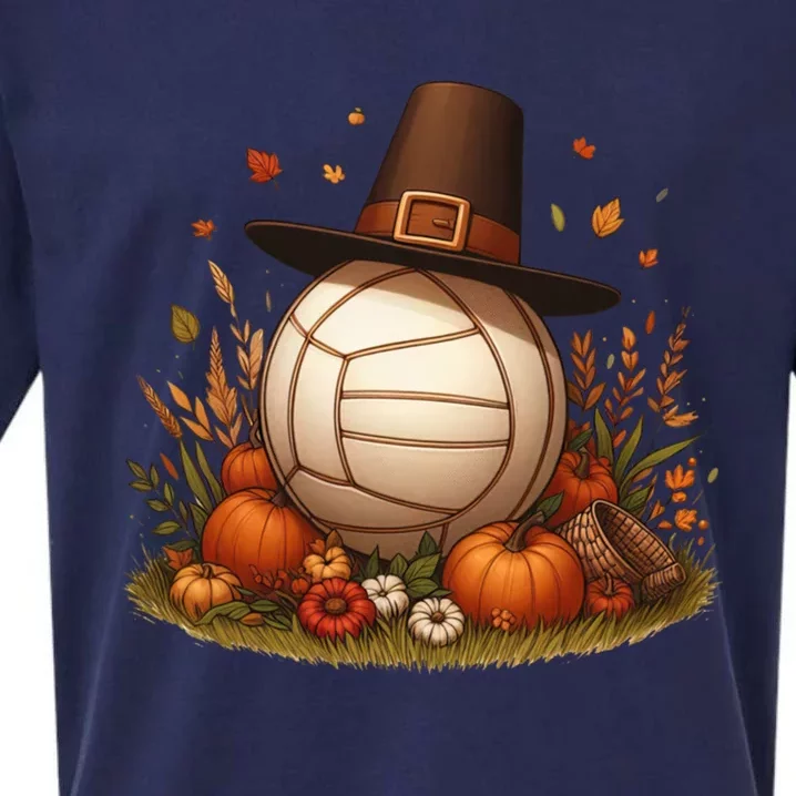 Autumn Pumpkin Fall Volleyball Thanksgiving Gift Sueded Cloud Jersey T-Shirt