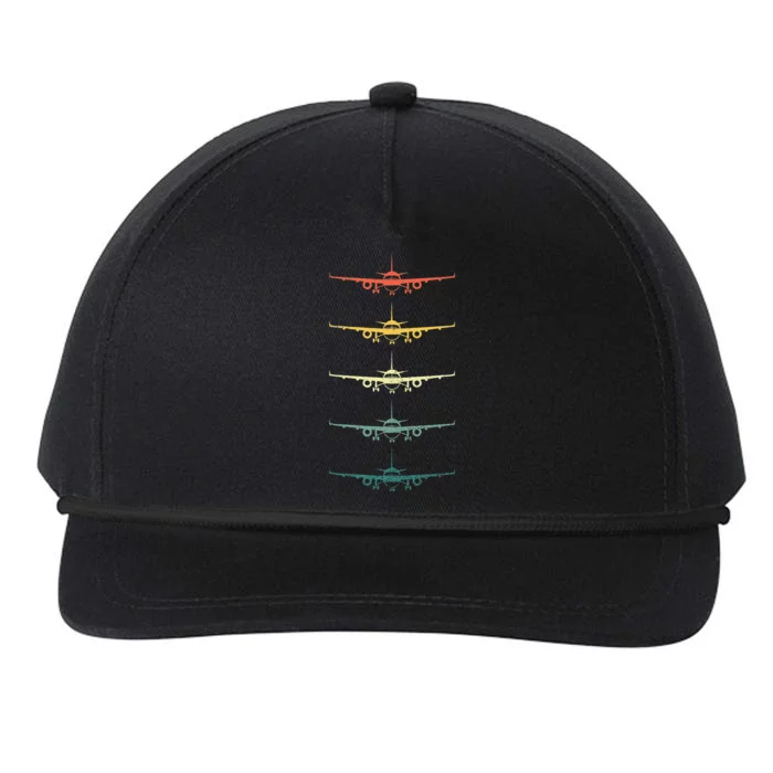 Airplane Pilot Flying Plane Vintage Aviation Graphic Pilots Snapback Five-Panel Rope Hat