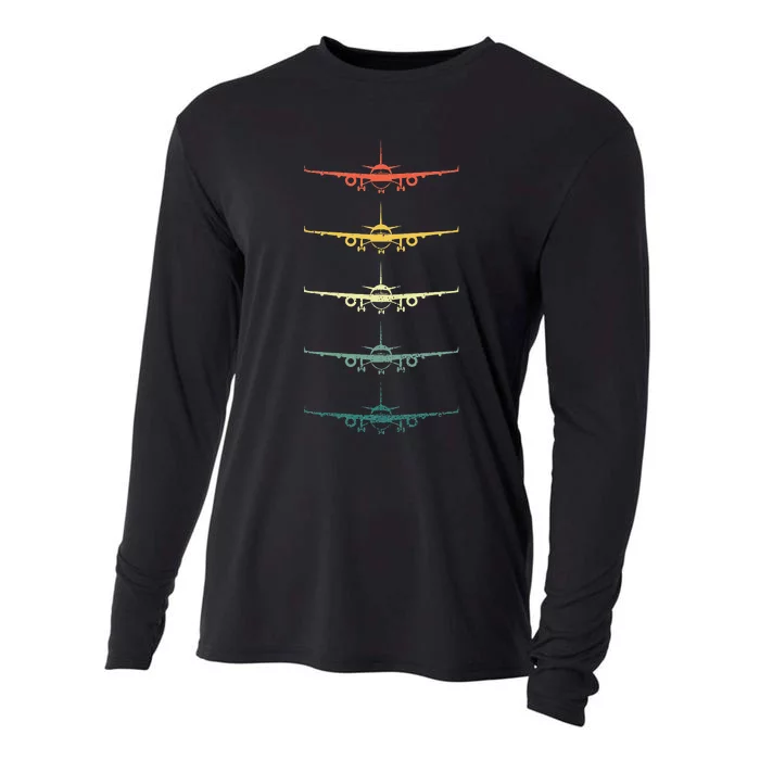 Airplane Pilot Flying Plane Vintage Aviation Graphic Pilots Cooling Performance Long Sleeve Crew