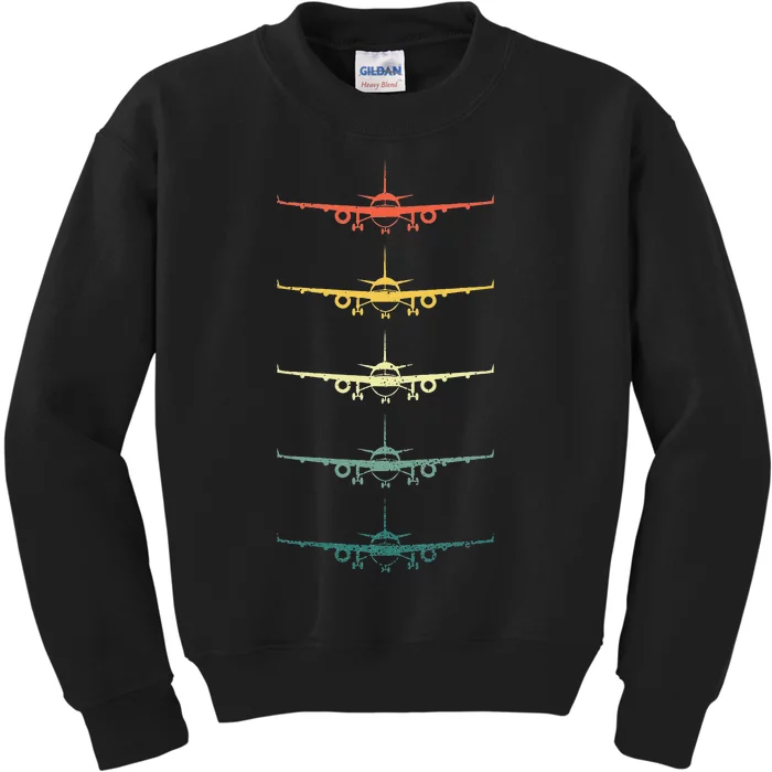 Airplane Pilot Flying Plane Vintage Aviation Graphic Pilots Kids Sweatshirt