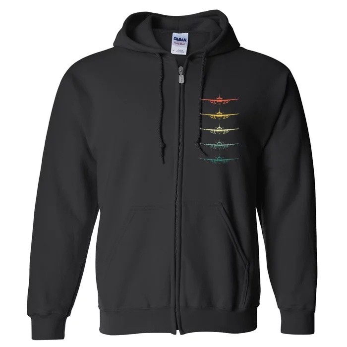 Airplane Pilot Flying Plane Vintage Aviation Graphic Pilots Full Zip Hoodie