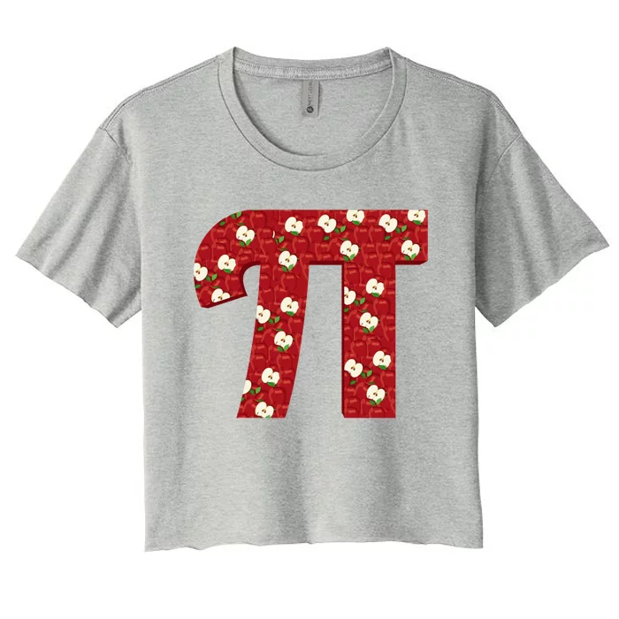 Apple Pie Funny Brainy Pi Day Mathematics Geeky Fruit Pun Funny Gift Women's Crop Top Tee