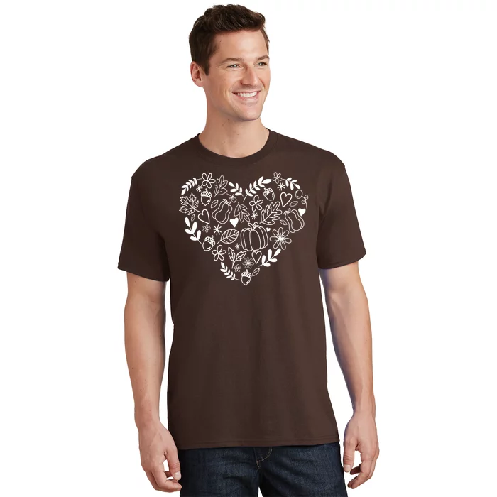 Autumn Pumpkin Fall Lover Heart Gift T-Shirt