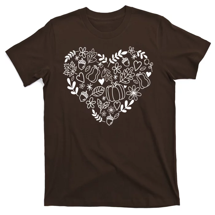 Autumn Pumpkin Fall Lover Heart Gift T-Shirt