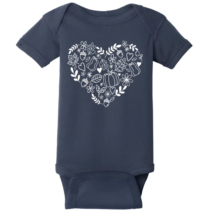 Autumn Pumpkin Fall Lover Heart Gift Baby Bodysuit