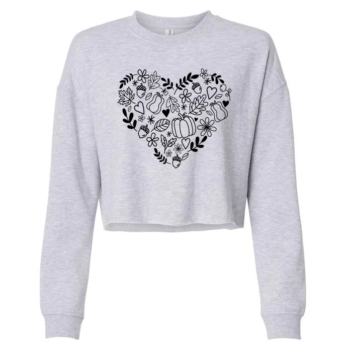 Autumn Pumpkin Fall Lover Heart Gift Cropped Pullover Crew