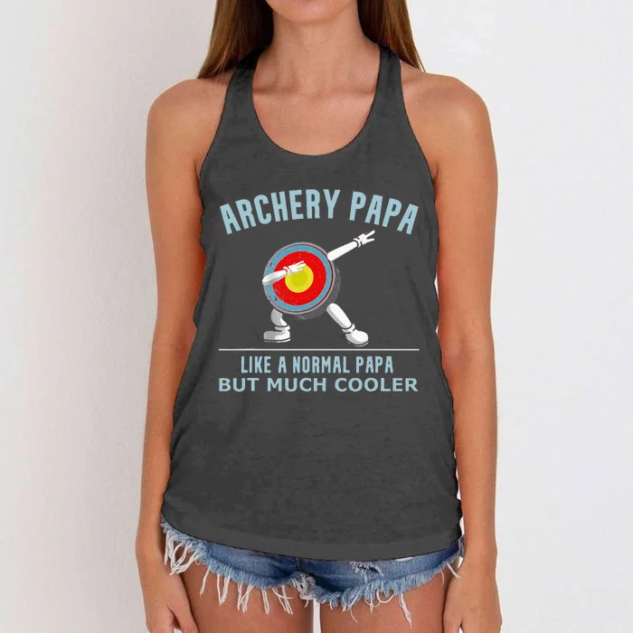 Archery Papa Funny Gift Idea For Archers Compound Bow Women's Knotted Racerback Tank