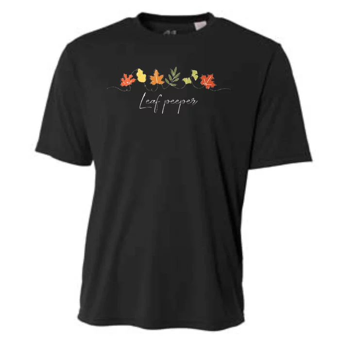 Autumn Peeping Fall Foliage Leaf Peeper Thanksgiving Cooling Performance Crew T-Shirt