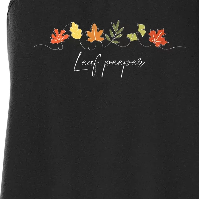 Autumn Peeping Fall Foliage Leaf Peeper Thanksgiving Women's Racerback Tank