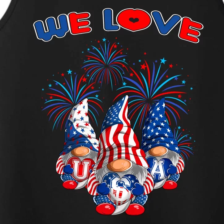 American Patriotic Gnomes Usa Independence Day Performance Tank