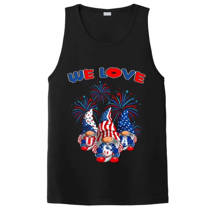 American Patriotic Gnomes Usa Independence Day Performance Tank