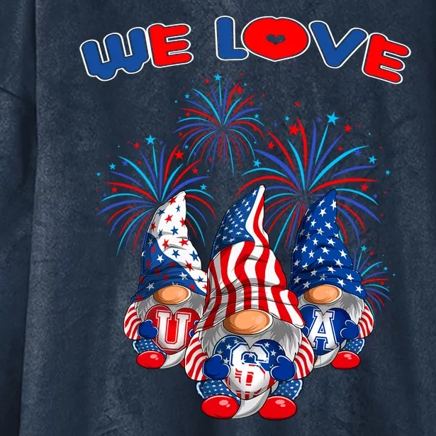 American Patriotic Gnomes Usa Independence Day Hooded Wearable Blanket