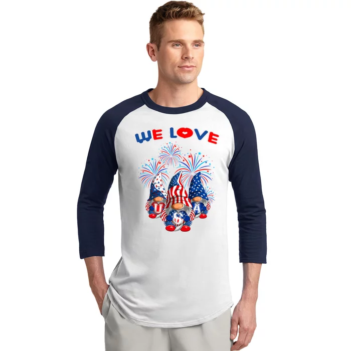 American Patriotic Gnomes Usa Independence Day Baseball Sleeve Shirt