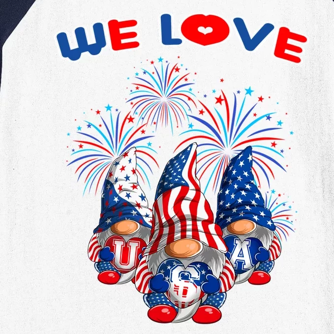 American Patriotic Gnomes Usa Independence Day Baseball Sleeve Shirt