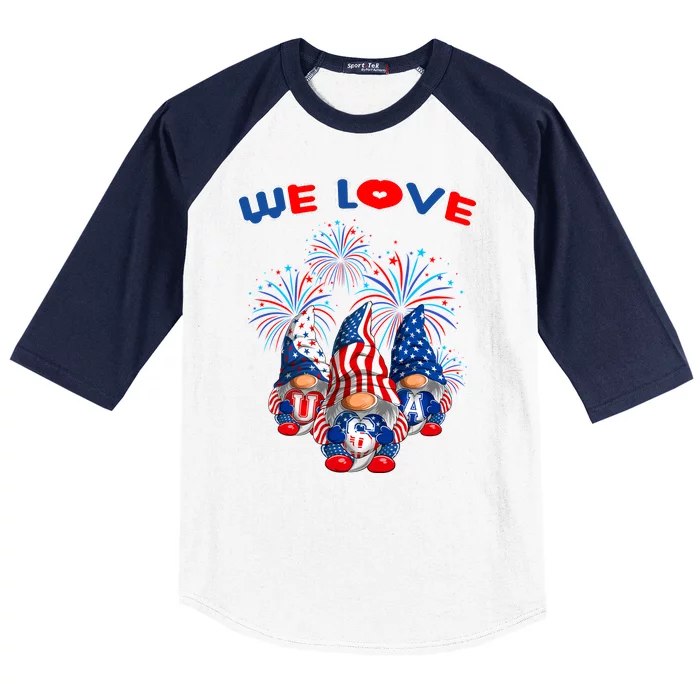 American Patriotic Gnomes Usa Independence Day Baseball Sleeve Shirt