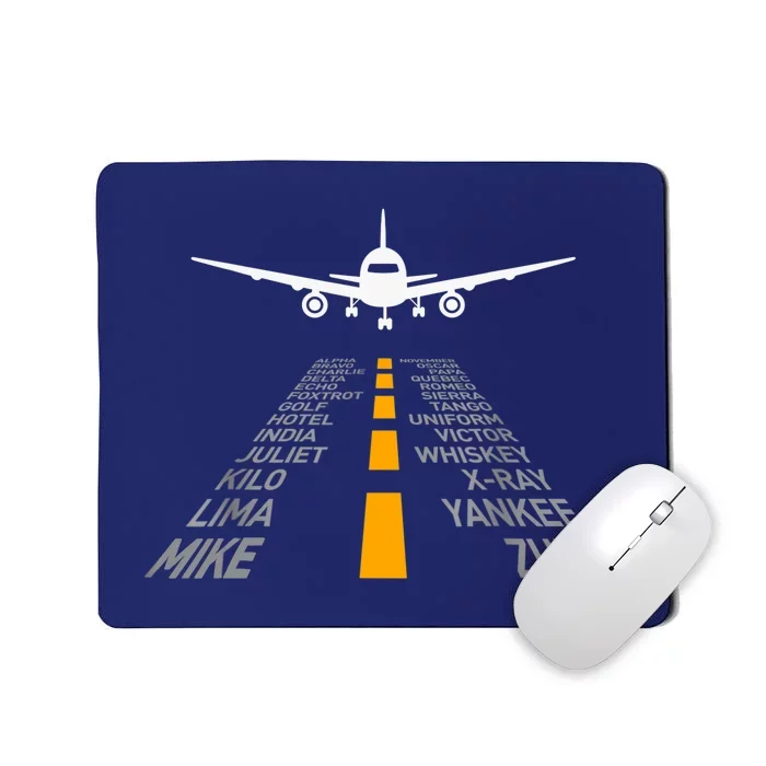 Airplane Pilot Gifts Airport Runway Phonetic Alphabet Plane Mousepad