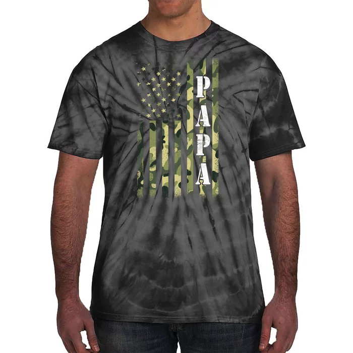 Army Papa Gift Proud Army Grandpa USA Flag Tie-Dye T-Shirt