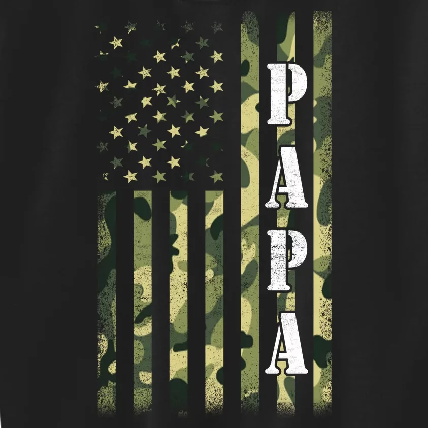 Army Papa Gift Proud Army Grandpa USA Flag Kids Sweatshirt