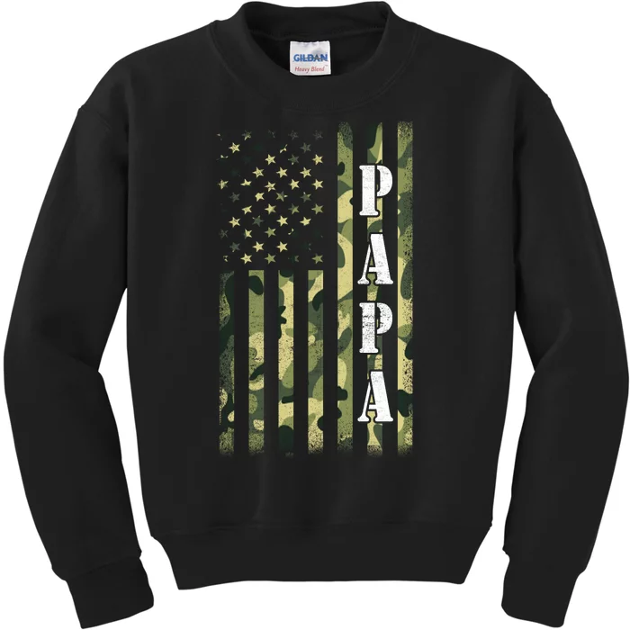 Army Papa Gift Proud Army Grandpa USA Flag Kids Sweatshirt