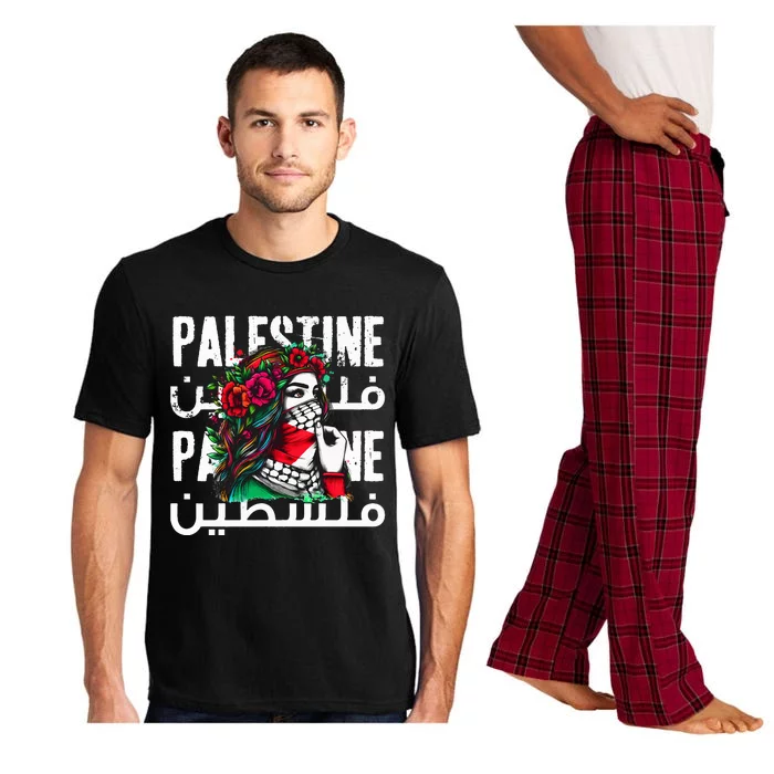 A Palestinian Girl With A Palestinian Bandana Palestine Pajama Set