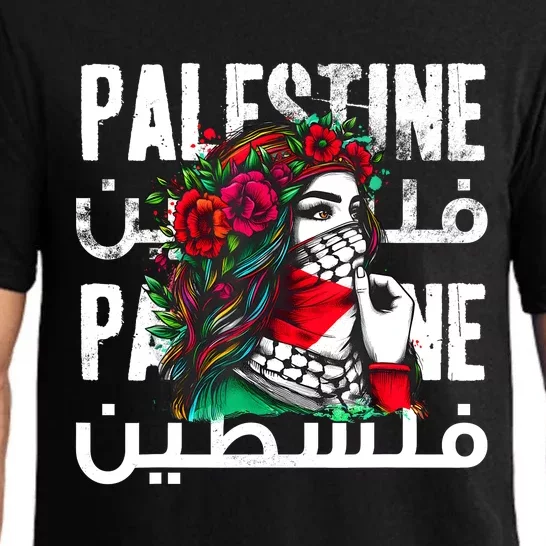 A Palestinian Girl Wearing A Palestinian Bandana Palestine Pajama Set