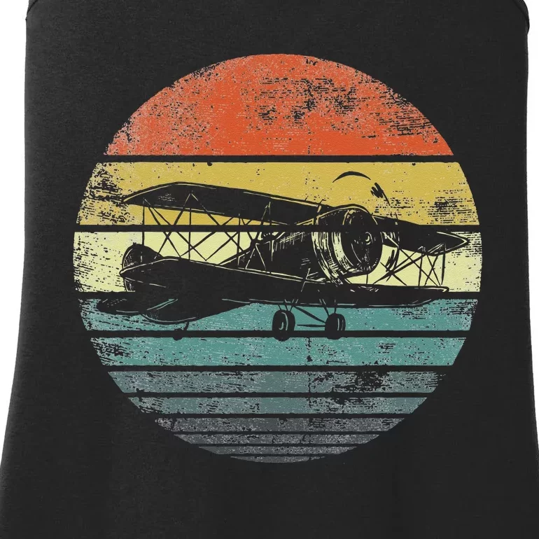 Aviator Pilot Gifts Funny Retro BiPlane Airplane Aviation Ladies Essential Tank