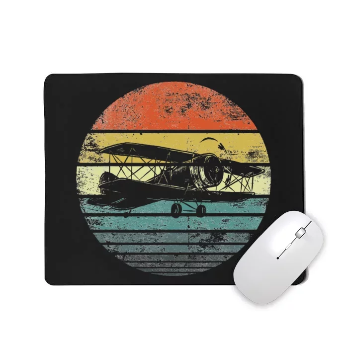 Aviator Pilot Gifts Funny Retro BiPlane Airplane Aviation Mousepad