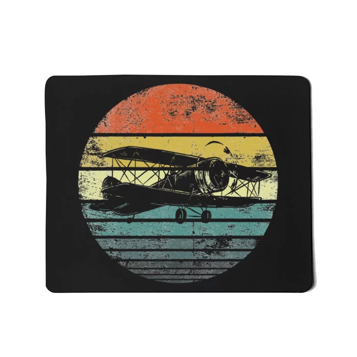 Aviator Pilot Gifts Funny Retro BiPlane Airplane Aviation Mousepad