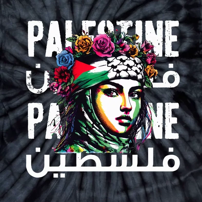 A Palestinian Girl Wearing A Palestinian Bandana Palestine Tie-Dye T-Shirt