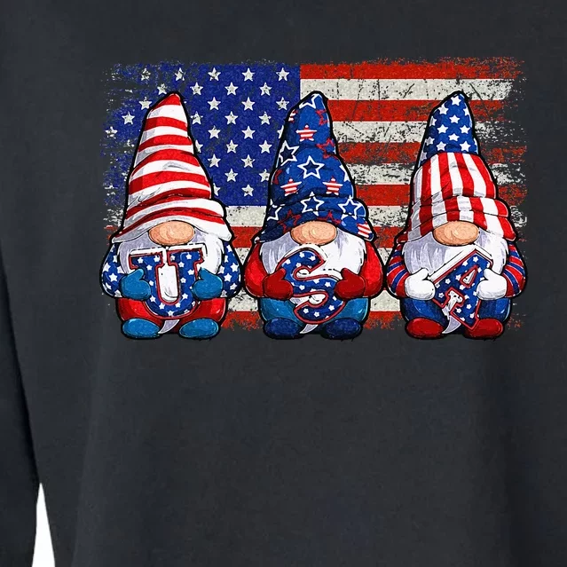 American Patriotic Gnomes USA Independence Day 4th Of July Cropped Pullover Crew