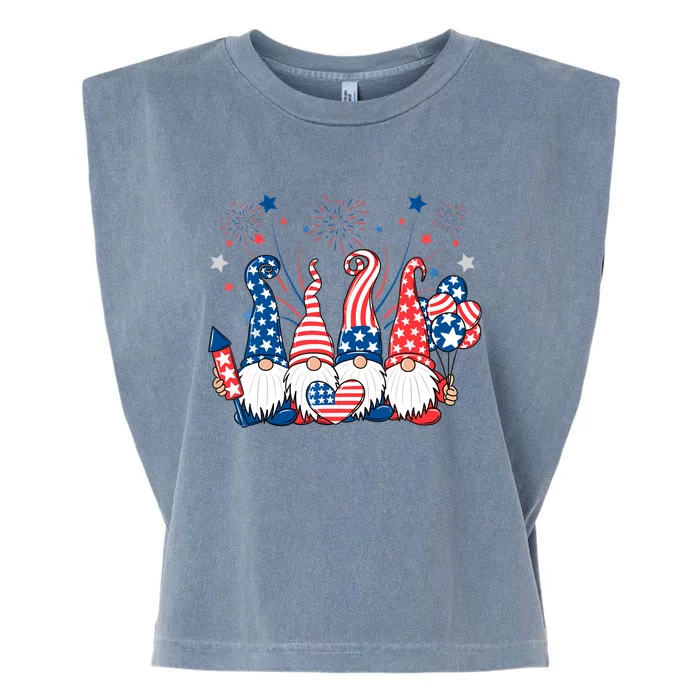 American Patriotic Gnomes USA Independence Day 4th Of July Garment-Dyed Women's Muscle Tee