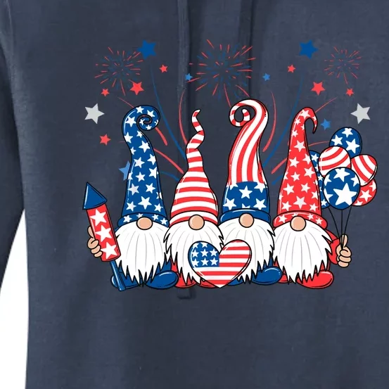 American Patriotic Gnomes USA Independence Day 4th Of July Women's Pullover Hoodie