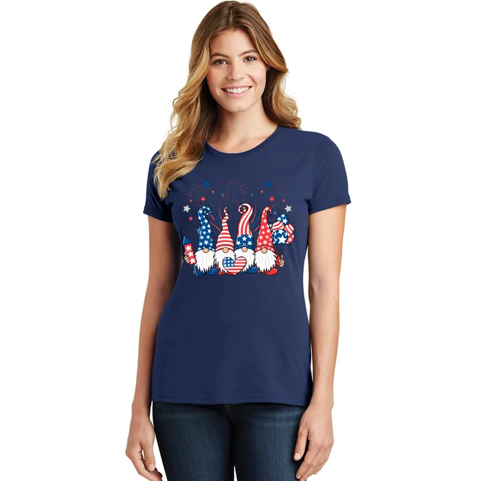 American Patriotic Gnomes USA Independence Day 4th Of July Women's T-Shirt