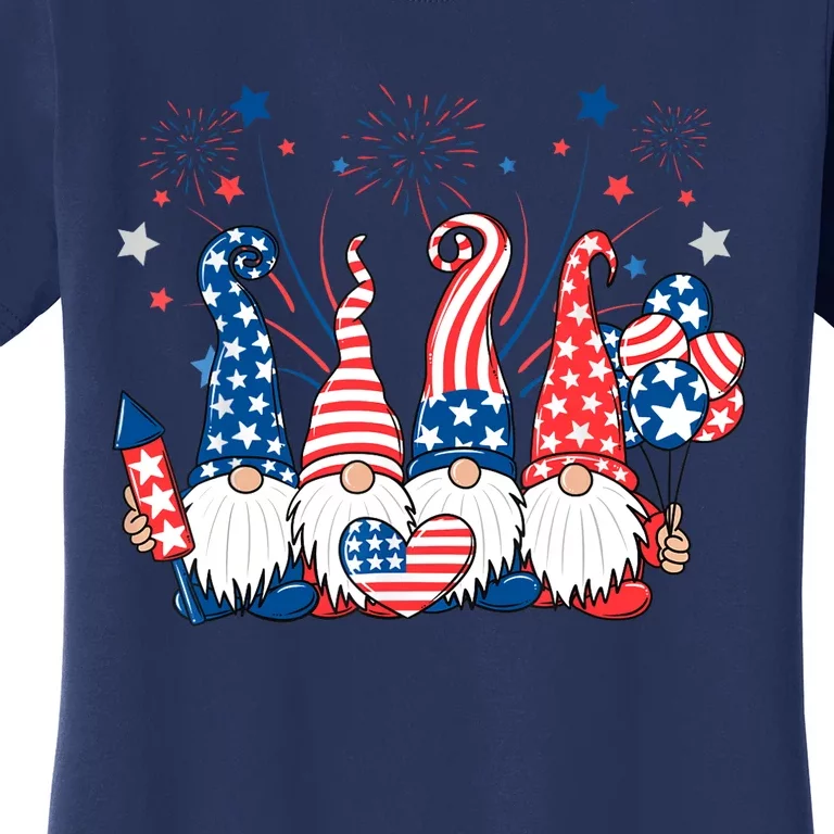 American Patriotic Gnomes USA Independence Day 4th Of July Women's T-Shirt