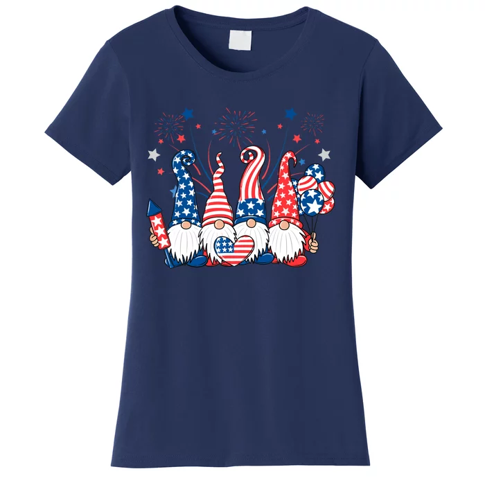 American Patriotic Gnomes USA Independence Day 4th Of July Women's T-Shirt