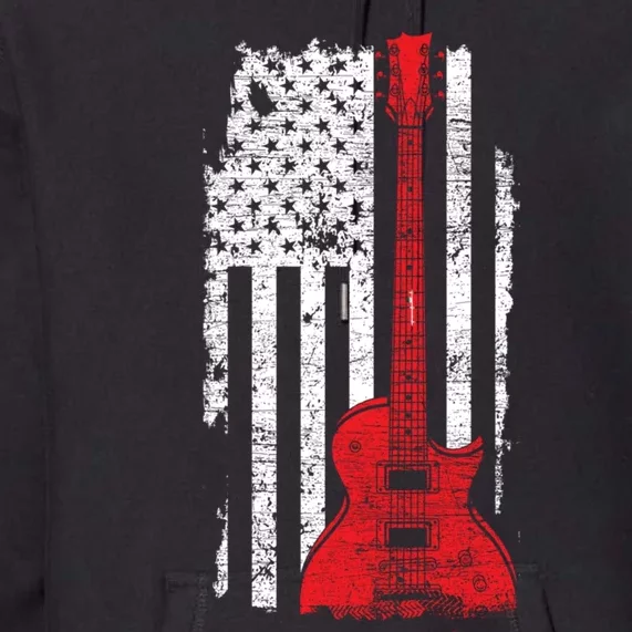 American Pride Guitarist USA Flag Guitar Premium Hoodie