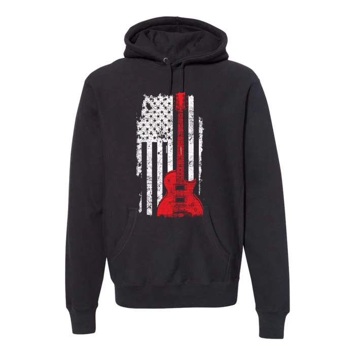 American Pride Guitarist USA Flag Guitar Premium Hoodie