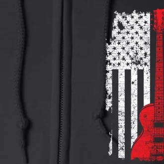 American Pride Guitarist USA Flag Guitar Full Zip Hoodie