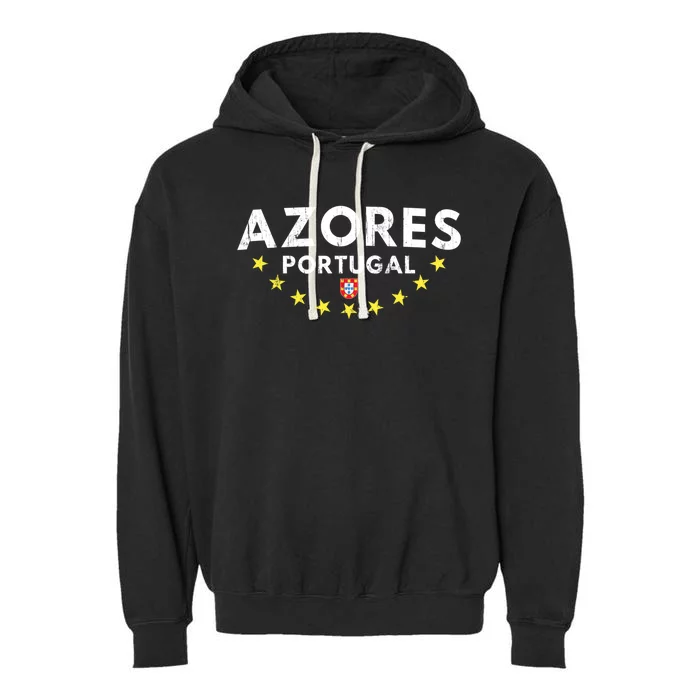 Azores Portugal Gift Distressed Souvenir Vacation Azorean Funny Gift Garment-Dyed Fleece Hoodie