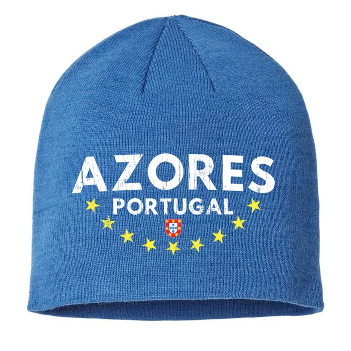 Azores Portugal Gift Distressed Souvenir Vacation Azorean Funny Gift 8 1/2in Sustainable Knit Beanie