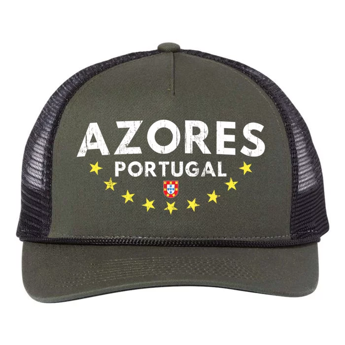 Azores Portugal Gift Distressed Souvenir Vacation Azorean Funny Gift Retro Rope Trucker Hat Cap