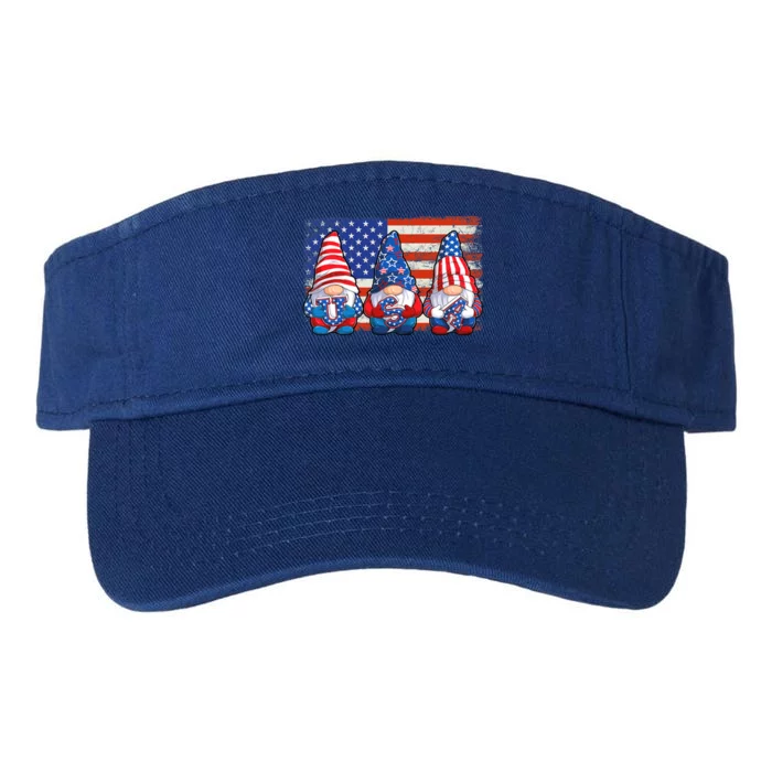 American Patriotic Gnomes Usa Independence Day 4th Of July Great Gift Valucap Bio-Washed Visor