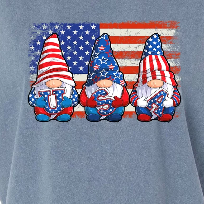 American Patriotic Gnomes Usa Independence Day 4th Of July Great Gift Garment-Dyed Women's Muscle Tee