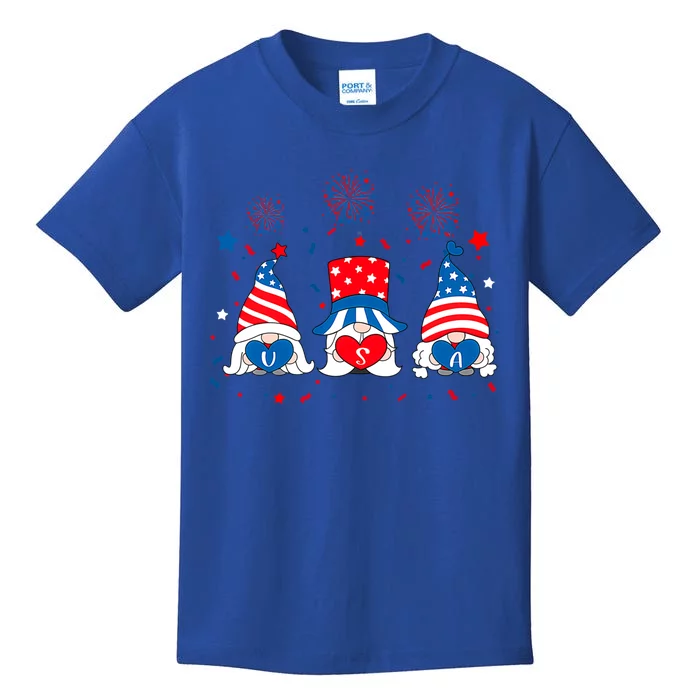 American Patriotic Gnomes Usa Independence Day 4th Of July Gift Kids T-Shirt