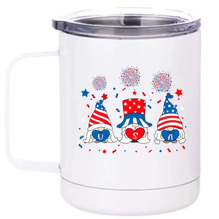 American Patriotic Gnomes Usa Independence Day 4th Of July Gift Front & Back 12oz Stainless Steel Tumbler Cup